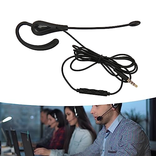 Monaural Headset, Rugged Single Ear Headset with Wired Clear Noise Cancellation for Call Center Computers (3.5mm)