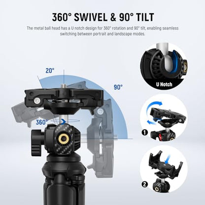 NEEWER Mini Flexible Phone Tripod Stand Portable Vlog Selfie Stick with Remote/Cell Phone Holder/Action Camera Adapter/Cleaning Cloth for Video Recording, Compatible with GoPro Insta360 Camera, TP35 - style: TP35 w/Cleaning Cloth