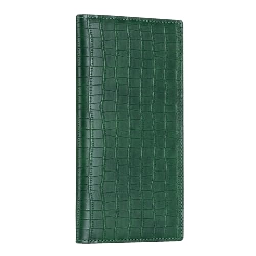 CoBak Checkbook Cover for Women & Men - PU Leather Case with RFID Blocking | Classic Design Check Book Holder for Personal and Business - color: Crocodile Pine Green