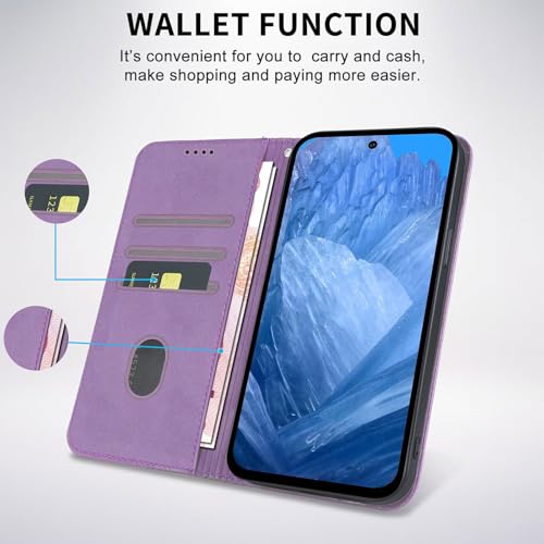 Wallet Case for Google Pixel 9/9 Pro 2024 6.3 inch - [Strong Magnetic] PU Leather Folio Flip Case with Card Holder Kickstand Protective Phone Cover - Purple - color: Purple, size: Google Pixel 9/9 Pro 6.3"