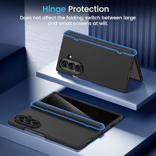 Caka Magnetic for Samsung Galaxy Z Fold 6 Case with Hidden Kickstand Black - color: Black