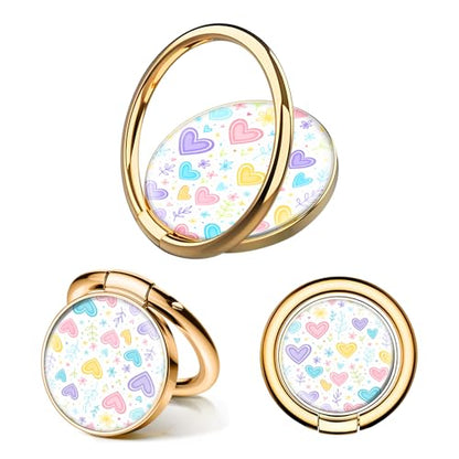 Cell Phone Ring Holder, Cute Phone Ring Grip Stand, 360°Rotation Funny Metal Kickstand Finger Grip Cute Hearts - color: Cute Hearts