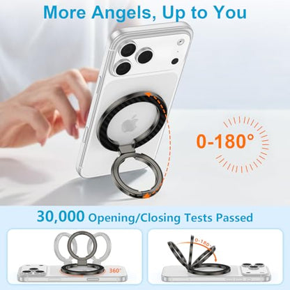 MagSafe Phone Ring Holder, 360° Rotation Magnetic Phone Grip Kickstand - color: gray