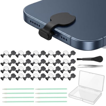 40 Pcs Silicone Anti-Lost USB C Dust Plug Cover for iPhone 17/16/15 Series - size: 40Pcs Silicone Dust Plug