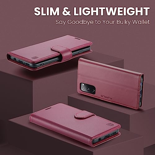 FLIPALM Wallet Case for Samsung Galaxy S20 FE 5G, Rose Red | Card Holder, RFID Blocking, PU Leather Folio Flip, Kickstand, Protective Shockproof Cover - color: Rose Red