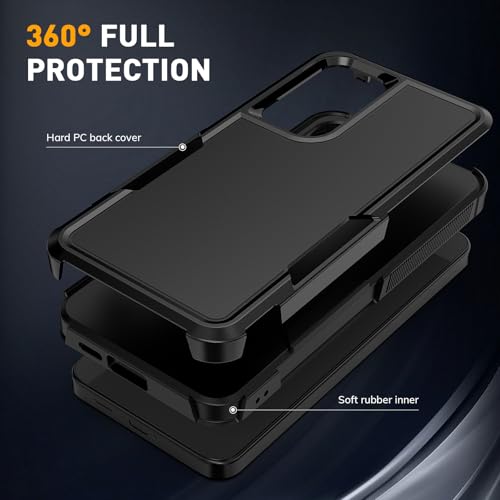 Vinve for Samsung Galaxy S24 FE Case with HD Screen Protector, Military-Grade Shockproof & Dual-Layer Protection, Anti-Slip Grip Design Phone Case, Black - color: Black
