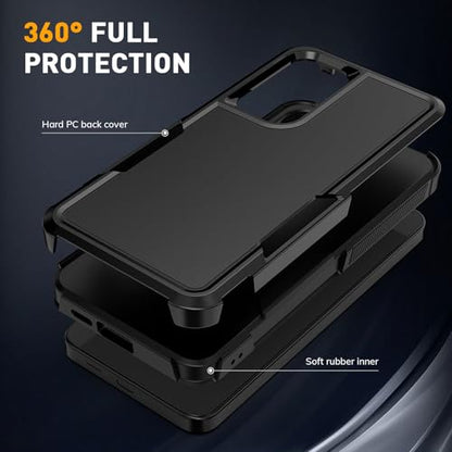 Vinve for Samsung Galaxy S24 FE Case with HD Screen Protector, Military-Grade Shockproof & Dual-Layer Protection, Anti-Slip Grip Design Phone Case, Black - color: Black