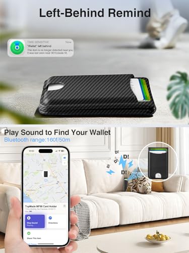 TopMade for MagSafe Wallet Works with Find My, Strongest Magnetic Wallet - color: Carbon Fiber Black