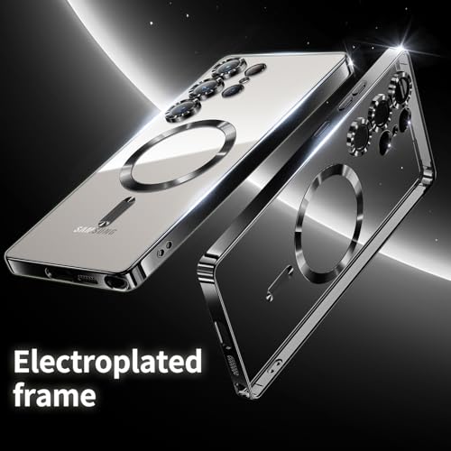 Hurgoer for Samsung Galaxy S22 Ultra Case.Soft TPU Electroplated Frame Cover with Clear Back.Drop Tested Protective Full Body Case.Thin Light Slim【Not Magsafe】 (Black, S22 Ultra) - color: Black, size: S22 Ultra