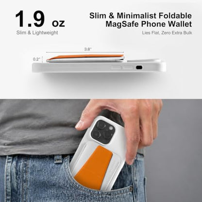 Tap & Go MagSafe Wallet Stand, 1-Card Magnetic Phone Wallet - color: White/Orange