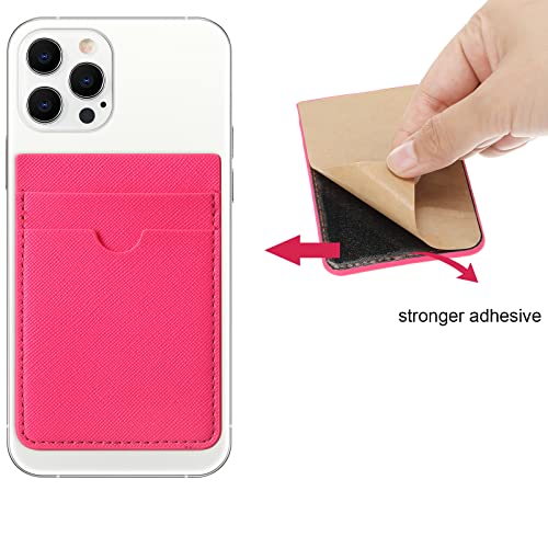 Weewooday 6 Pcs 6 Pcs Stick on Phone Card Holder Wallet, Solid, Fresh Color - color: Fresh Color