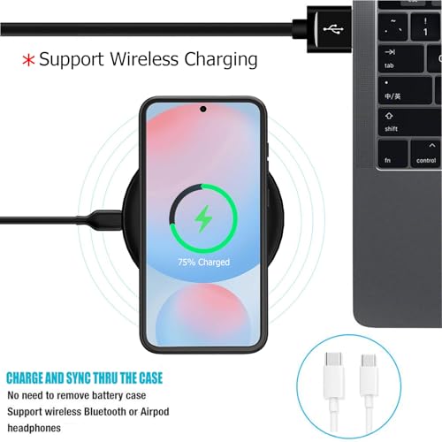 Battery Case for Galaxy S25, 10000mAh High Capacity Portable Charger Case Rechargeable Smart Battery Pack Compatible with Galaxy S25 6.2 inch Charging Case Support Wireless & Carplay-Black - size: for Galaxy S25