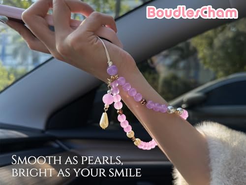 Phone Charm Cute Purple Pearl Beaded Phone Wrist Strap for Women, Phone Charms Strap for iPhone Charm Strap & Phone Case Charms, Camera Wrist Strap Cute, Gift for Birthdays & Holidays ( Purple ) - color: Purple