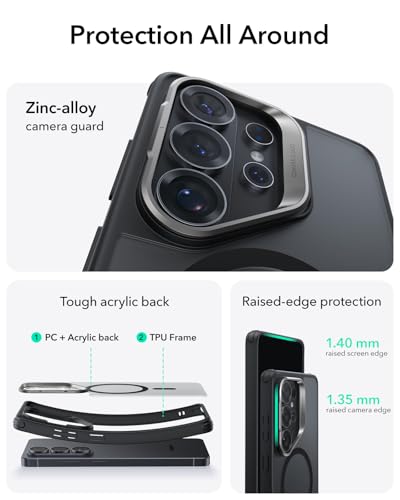 ESR for Samsung Galaxy S26 Ultra Phone Case with Stash Stand, Compatible with MagSafe, Military-Grade Protection, Magnetic Case for, Scratch-Resistant Back Cover, Frosted Black - color: Frosted Black