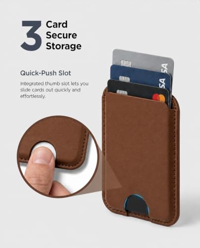 ENCASED Magnetic Wallet for Samsung Phones (Compatible with MagSafe) Premium PU Leather Slim Card Holder Designed for Galaxy S26, S26 Plus, S26 Ultra (Brown) - color: Brown