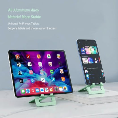 Ultra Slim Aluminum Card Phone Stand, Portable Foldable Pocket Cell Phone Holder, Adjustable Desktop Smartphone Stand for iPhone, Samsung, Android Phones, Travel Home (Lemon Green) - color: Lemon green