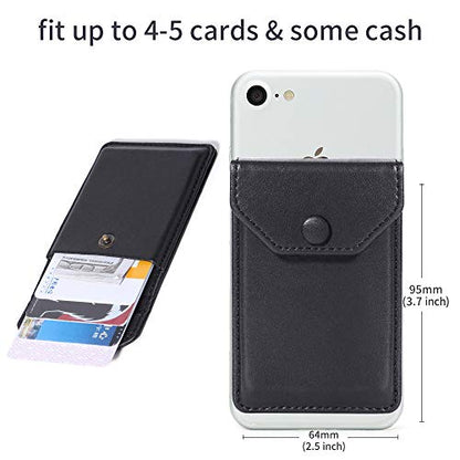 Self Adhesive Phone Card Wallet with Flip Cover, RFID Blocking, Black - color: Black Plus