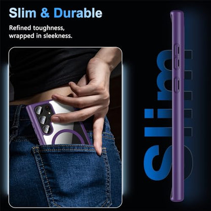 Hensinple for Samsung Galaxy S22 Ultra Case Magnetic, Galaxy S22 Ultra Phone Case [Compatible with Magsafe] Wireless Charging Translucent Back Shockproof Cover Case 6.8 Inch, Purple - color: Purple-S22 Ultra, size: Galaxy S22 Ultra 6.8 inch