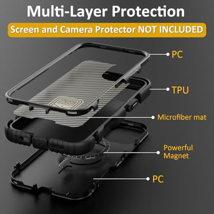 Follaroma Magnetic for iPhone 16 Case, Heavy Duty Phone Cases, Black, 6.1" | Compatible with MagSafe, Heavy Duty Shockproof,Military-Grade Anti-Drop Protective,Dual Layer Magnetic Protection Phone Cover - color: Black, size: iPhone 16 6.1''