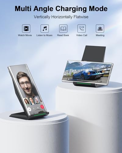 Fast Wireless Charger, [2 Pack] NANAMI Wireless Charging Stand for iPhone 16/16 Plus/16 Pro/16 Pro Max/15/14/13/12, Phone Charger Dock for Samsung Galaxy S26/S26+/S24/S24 Ultra/S23/S22/S21, Pixel 6/5 - color: Black/Silver