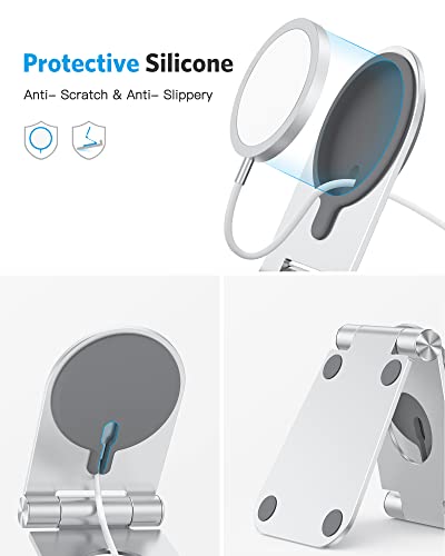 OMOTON MS02 Phone Stand for Magsafe Charger, Phone Holder for iPhone Silver