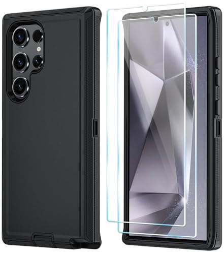 ONOLA Compatible with Samsung Galaxy S24 Ultra Case with HD Screen Protector, Heavy Duty Shockproof & Dropproof 3-Layer Cover Phone Case,Black - color: Black, size: Galaxy S24 Ultra 6.8"