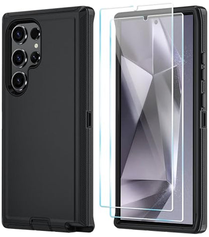 ONOLA Compatible with Samsung Galaxy S24 Ultra Case with HD Screen Protector, Heavy Duty Shockproof & Dropproof 3-Layer Cover Phone Case,Black - color: Black, size: Galaxy S24 Ultra 6.8"