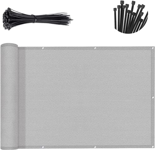 SUNNY GUARD 3' x 10' Balcony Privacy Screen, HDPE Patio Railing Cover Fence - color: Light Gray, size: 0 3' x 1 0'