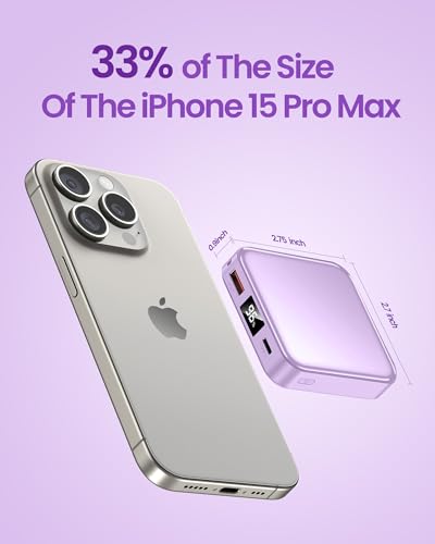 10000mAh Small Power Bank，Fast Charge Mini Portable Charger - color: purple