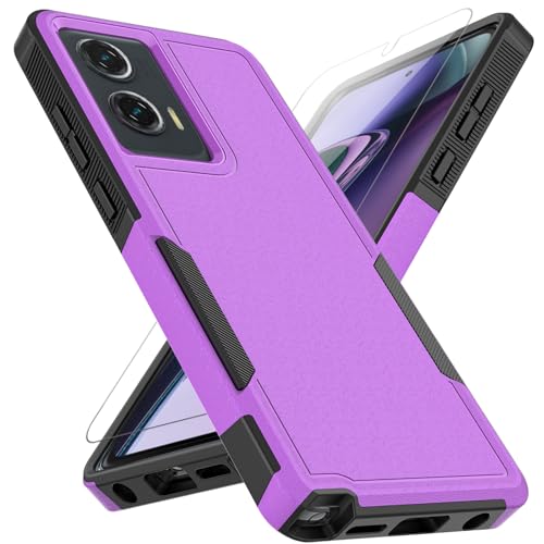 for Moto G Stylus 5G 2024 Case: Dual Layer Protective Heavy Duty Cell Phone Cover Shockproof Rugged with HD Screen Protector - Military Protection Bumper Tough - Motorola Moto G Stylus 5G 2024, Purple - color: Purple (PC) + Black (TPU)