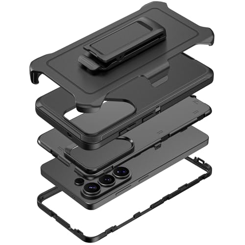 Compatible with Samsung Galaxy S26 Ultra Case, with Belt Clip Holster Heavy Duty Rugged Shockproof Full Body Protection Kickstand Cover for Samsung Galaxy S26 Ultra Phone (Black) - color: Black
