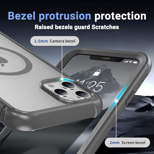 jaroco Magnetic for iPhone 11 Pro Max Case Heavy Duty Protection Gray | Compatible with MagSafe,Military Grade Drop Protection,Translucent Matte,Non-Slip,Shockproof 2-Layer Durable Bumper Case - color: Gray, size: iPhone 11 Pro Max