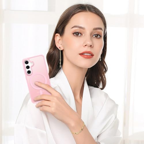 BENTOBEN Magnetic for Samsung Galaxy S24 Plus Case [Compatible with Magsafe] Translucent Matte Slim Thin Shockproof Anti-Yellow Women Men Protective Phone Cover for Galaxy S24 Plus 6.7", Tender Pink - color: Tender Pink