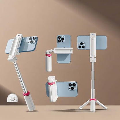 Mini Foldable Selfie Stick Tripod Stand, 360° Rotatable Portable Travel Phone Holder, Universal Smartphone Mount for Self‑Shooting & Live Streaming-White - color: White