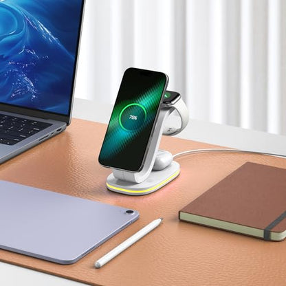 2026 New Fast 15W 3 in 1 Charging Station for iPhone Compatible Magnetic