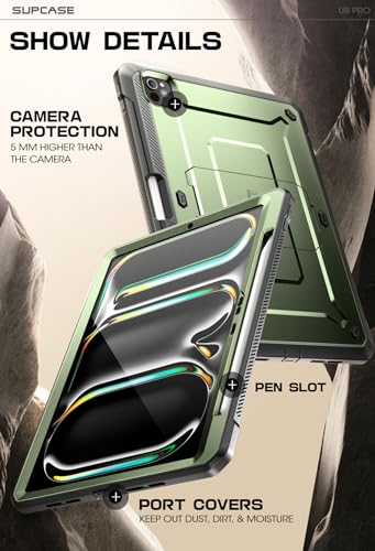 SUPCASE for iPad Pro 13 inch Case M5/M4 2025/2024 with Pencil Holder Green - color: Guldan, size: iPad Pro 13"