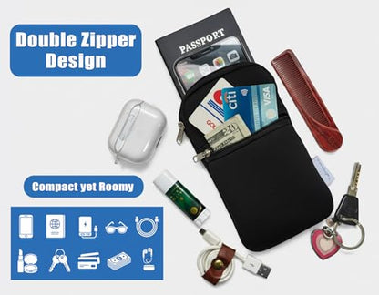 Tainada Neoprene 2-Zip Neck Cell Phone Holder w/Crossbody Strap (Galaxy) | For Men/Women; Water-resistant neoprene material, shockproof, lightweight; Compatible with most of smartphones - color: Galaxy