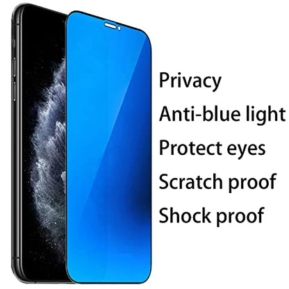 2 Pack Anti-Blue Privacy Tempered Glass for iPhone X/iPhone XS/iPhone 11 Pro Mirror Anti-Spy Screen Protector Anti-Peeping Film Electroplated 5.8 inch Blue - size: For iPhone X / iPhone XS / iPhone 11 Pro