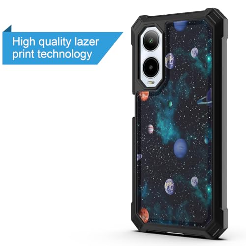 for Cricket Debut S3 Phone Case (U572AC)/AT&T Vista 2 (U572AA) w/[Built-in Screen Protector] Dual Layer Shockproof[Military-Grade][Full-Body]Protective Cover For Teen Women Man Space Star Moon Planet - color: BLD IN PLANET