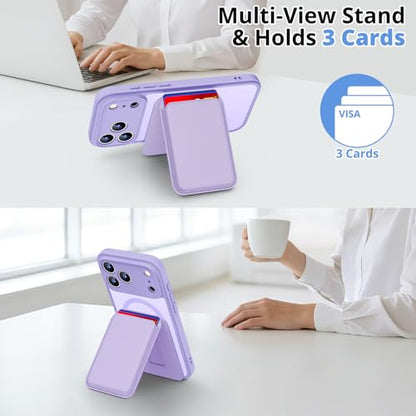 for iPhone 17 Pro Max Case w/Detachable MagSafe Wallet-Purple | RFID Blocking Card Holder&Kickstand, Military-Grade Drop & Raised Camera Protection for Travel & Commute - color: Purple