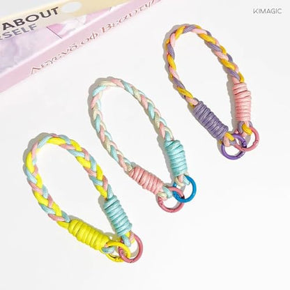 KIMAGIC Korean Dopamine Phone Wrist Strap - Handmade Thickened Phone Lanyard, Anti-Drop Hands-Free Charm - color: 04 Macaron Purple-pink