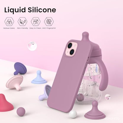 ORNARTO Compatible with iPhone 15 Case 6.1, Slim Liquid Silicone 3 Layers Full Covered Soft Gel Rubber Phone Case, Anti-Scratch Shockproof Protective Cover 6.1 Inch, Lilac Purple - color: Lilac Purple