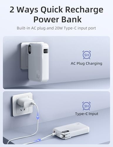 RORRY Portable Charger 3 in 1 with Wall Plug 10000mAh Power Bank for iPhone - color: Green