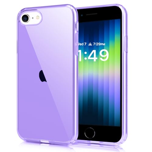 JJGoo Compatible with iPhone SE Case 2022/2020, Compatible with iPhone 7 8 Case Clear Soft Transparent Shockproof Protective Slim Thin Bumper Phone Cover, Purple - color: Purple