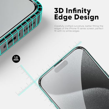 FLOLAB NanoArmour ONETIME PRO for iPhone 15 Screen Protector, Anti-Reflective, Anti-Rainbow, 3D Tempered Glass, Ultra Clear, Edge Reinforced, Easy Install, Dust-Free, Scratch Resistant - size: 15