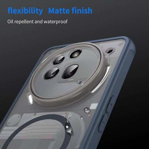 Asuwish Phone Case for Nothing Phone (3a) Pro, Compatible with Magsafe Magnetic, Translucent Matte Anti-Fingerprint Back, Military Grade DropProof Shockproof Protective Cell Cover 3 a Women Men Blue - color: Blue