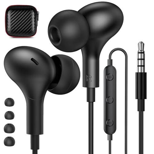 APETOO Wired Earbuds in-Ear Headphones 3.5mm Jack for Laptop/School Black - color: Black