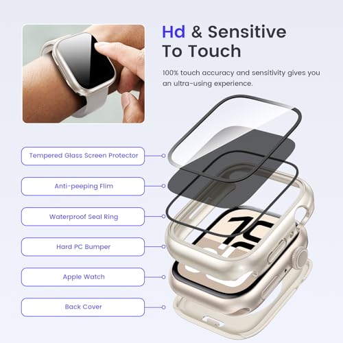 Goton Privacy Waterproof Case for Apple Watch Series 11/10 46mm - color: Starlight, size: 46mm