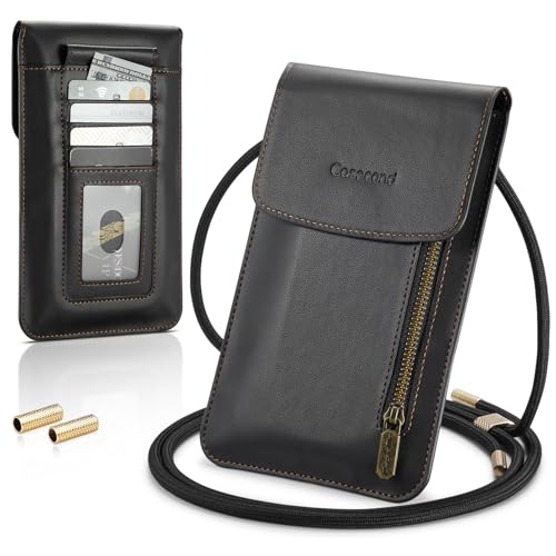 Small Crossbody Bag Cell Phone Purse for Women Men Leather Mini Shoulder Bag Wallet Case with Card Holder Slot Lanyard for All Phones iPhone 16 15 11 Samsung Google Moto up to 7.5" Black - color: Black 1