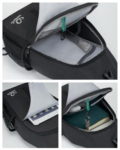 WATERFLY RFID Sling Backpack Crossbody Sling Bag Travel Hiking Daypack | RFID hidden back pocket,Multi-compartment storage,Water-resistant,Breathable back pad,Phone pocket in shoulder strap - color: Rfid-black